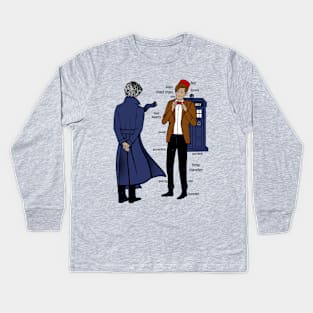 Sherlock meets the Doctor Kids Long Sleeve T-Shirt